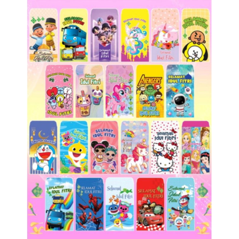 

AMPLOP ANGPAO LEBARAN perpack isi 10pcs motif bahan paper glossy