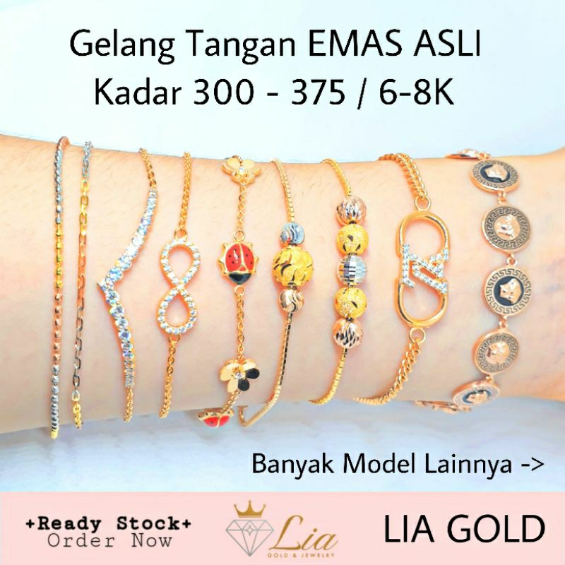 Gelang Tangan EMAS ASLI Kadar 300 - 375 ( TOKO MAS LIA GOLD BEKASI  ) Gelang emas 375  Gelang emas 300 Gelang emas asli