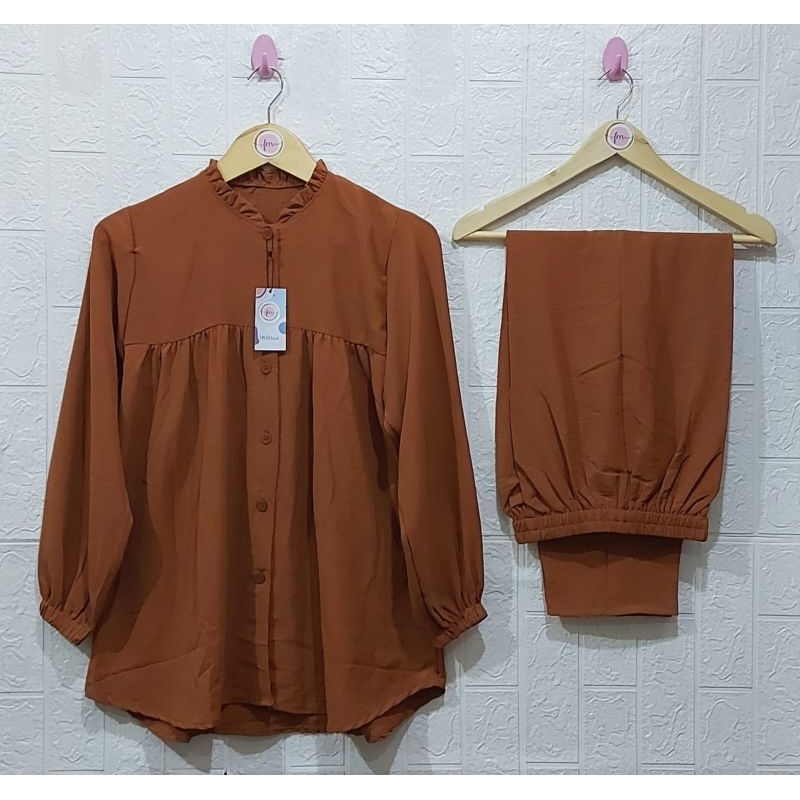 ONE SET RAYON CRINKLE AIRFLOW SETELAN // SETELAN RAYON CRINKLE AIRFLOW// DRESS RAYON // SETELAN RAYON  //BUSUI FRIENDLY//PIYAMA//PREMIUM//HOMEY//BUSUI-Kunyit