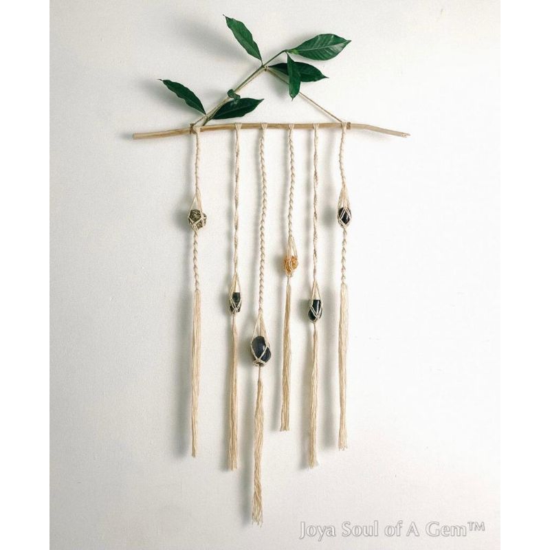 Hiasan Dinding Macrame Organik untuk Kristal | Batu Alam Asli | Hiasan Unik | Pendant | Necklace