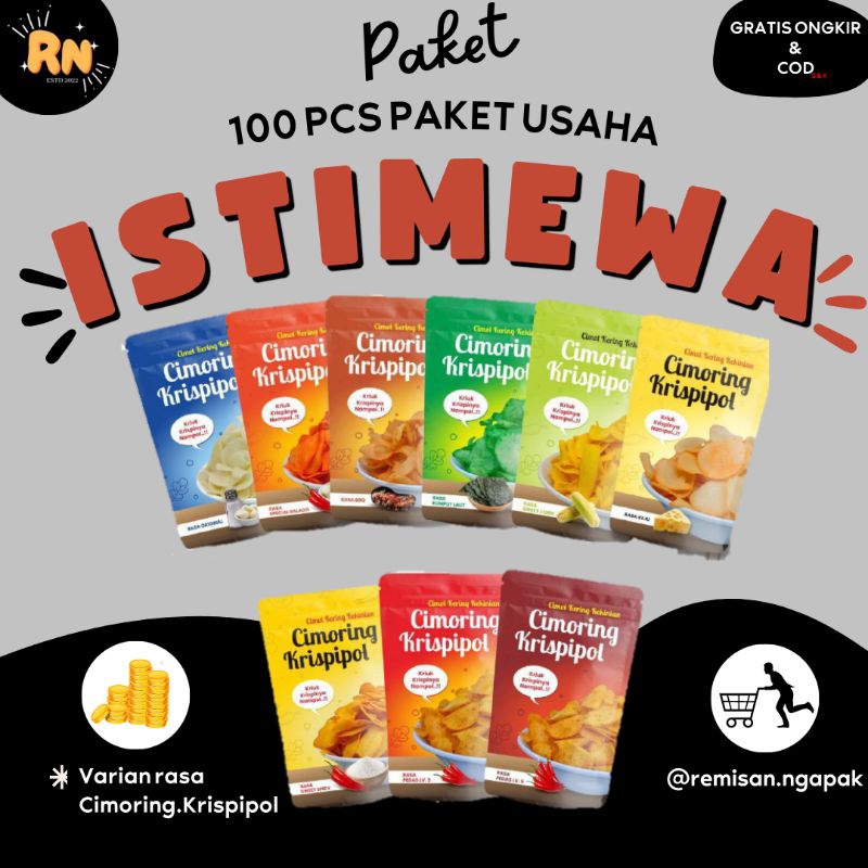 

REMISAN.NGAPAK | CIMORING KRISPIPOL | CIMOL KERING | KRISPINYA NAMPOL 100 PCS