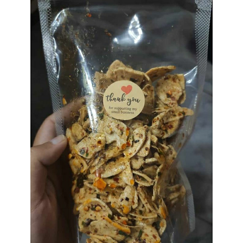 

Keripik Basreng/Basreng Tipis/Basreng Koin/Basreng Daun Jeruk.Rasa Original Daun Jeruk Home Made by Athalla Cemillan
