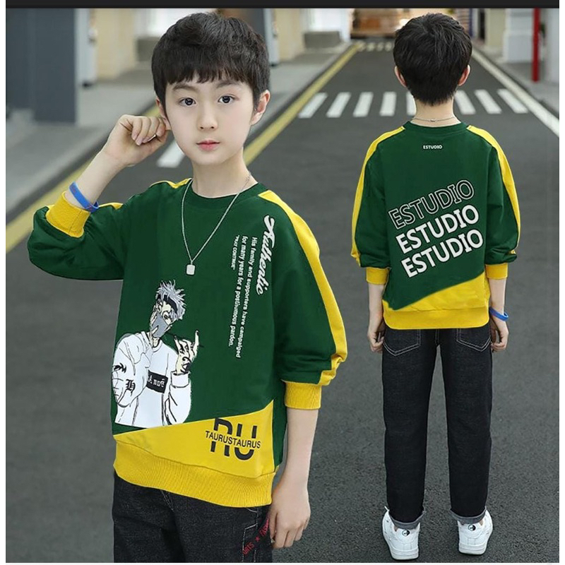 BAJU KAOS SWEATER ANAK LAKI ATASAN SWETER RUSTA FASHION PREMIUM