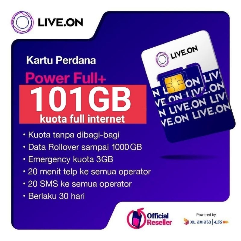 Perdana Live.ON 111GB 24 jam Full/Bisa Request Langsung Pake