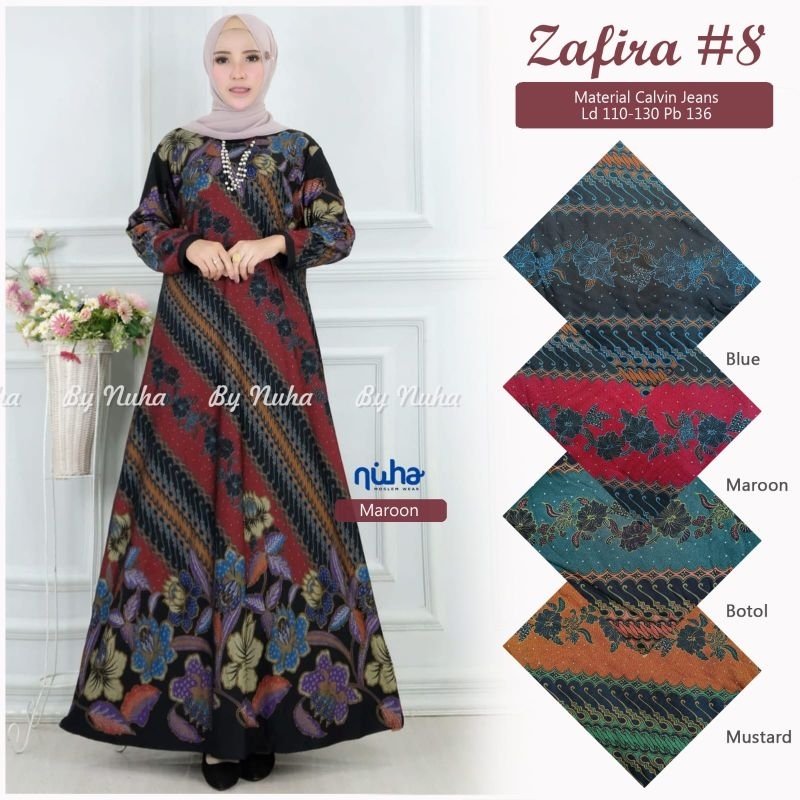 Zafira #8 By Nuha Gamis Batik Simple Gamis Calvin Jeans Gamis Tebal