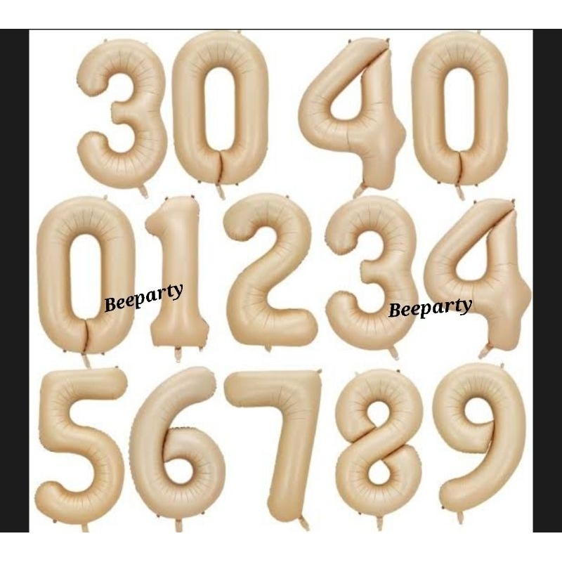 Balon Angka 80cm warna Coklat Retro