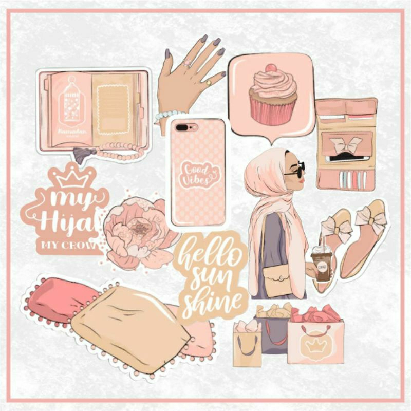 

STICKER AESTHETIC VINTAGE PINK SET VINYL WOMEN / Sticker Tumblr -Stiker VINYL Aesthetic- Stiker Hijab Cute Hp/Botol/Laptop/Stiker TUMBLER