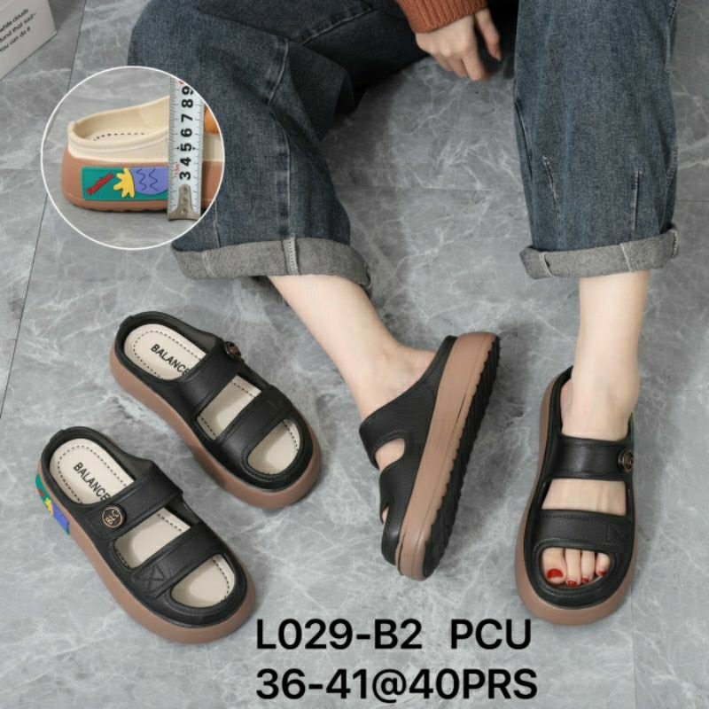 Original Balance 2301-A2 Sandal Selop Wanita 2 Garis Karet Jelly Slip-On Import Logo BLC Eva Rubber Ringan Sendal Sepatu Cewek Perempuan Slop Kokop Impor Bustong Ban Dua L029-B2 029 L029 2301 2301-A1 2301-B1 L029-A2 Empuk Sol Tebal Kekinian Viral Cantik