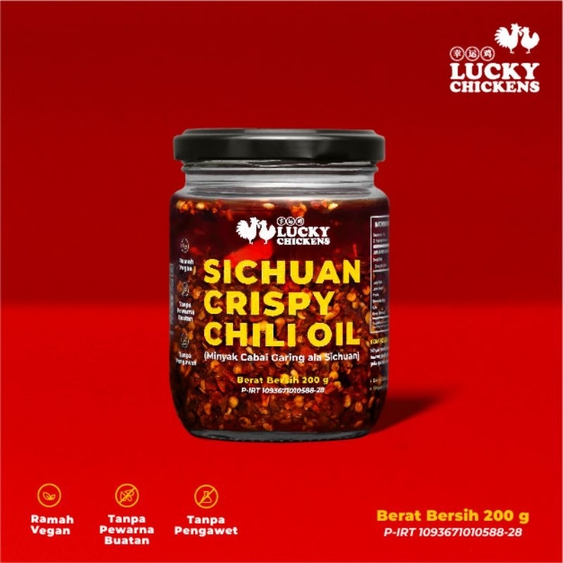 

Sichuan Crispy Chili Oil - Lucky Chickens Szuchuan Chilli Minyak Cabai Pedas