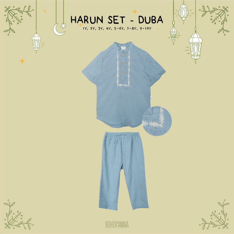 HARUN SET - BOHOPANNA - Baju Lebaran - Set Haru raya - Baju Koko Muslim Anak Laki-Laki Usia 1-10 Tahun