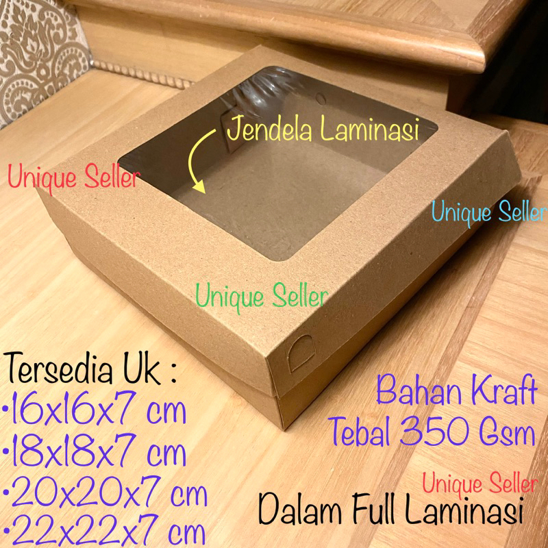 [10 pcs] Dus Nasi KRAFT 16x16x7 18x18x7 20x20x7 22x22x7 Jendela Full Laminasi 350 Gram / Dus Bos Kotak Nasi R6 R8 R10k R10b Uk 16 18 20 22 KRAFT WINDOW 350 Gsm / Dus Box Kotak Hampers Kue Roti Snack 16x16 18x18 20x20 22x22 x 7 cm