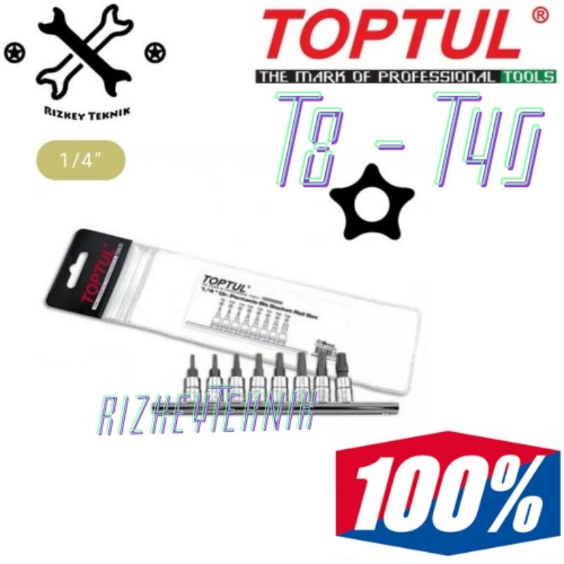 8PCS 1/4" DR. T8 - T40 PENTACLE BIT SOCKET RAIL SET / SOCKET BINTANG 5 T8 - T40