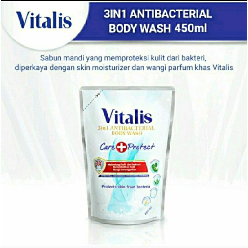 (B1G1) ViITALIS 3in1 Antibacterial Body Wash Care &amp; Protect 450ml | Beli 1 Gratis 1