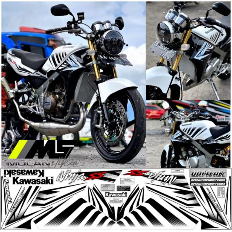 Decal Sticker Striping Variasi Motif Ori Ninja Ss Zebra Putih /Ninja Ss 150 2014 2015 Putih /Ninja S
