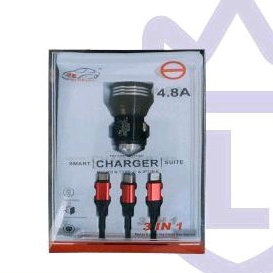 charger hp di mobil 3 in 1 4.8A fast charging terbagus merk lowin