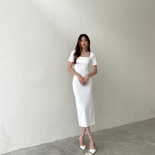 Kate Knit Dress - Ocha Wear Knit Midi Dress | Korean Formal Party Dress