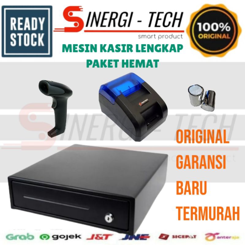 PAKET MESIN KASIR : PRINTER BLUETOOTH + LACI KASIR + BARCODE SCANNER + 2 ROL KERTAS