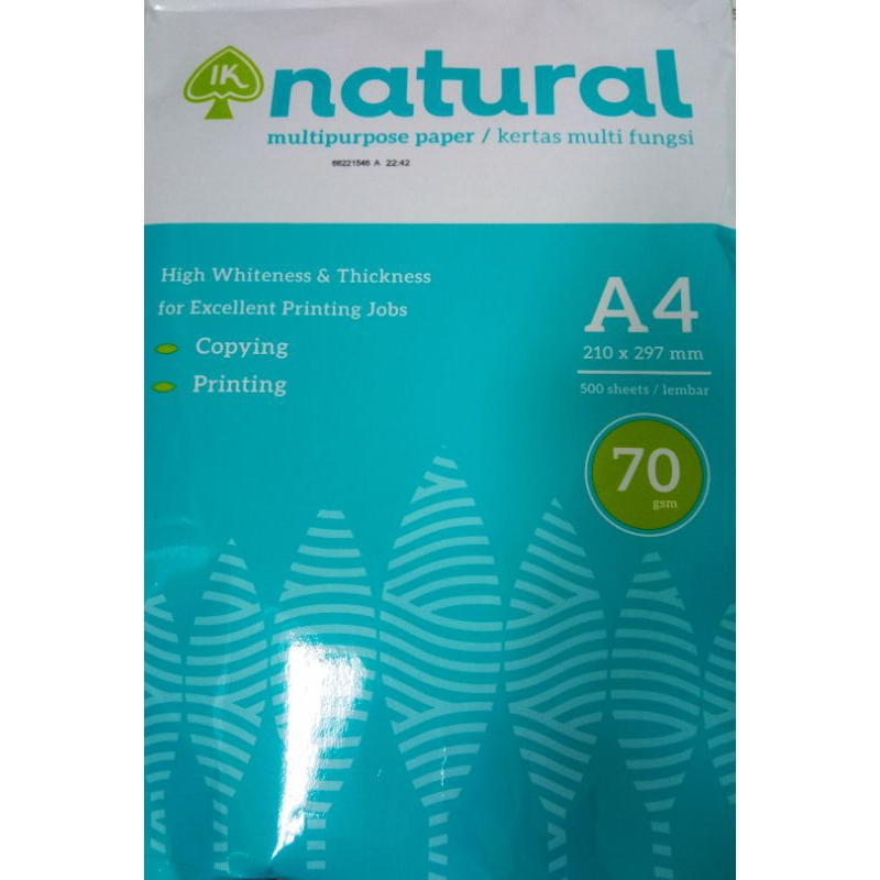 

Kertas HVS Natural A4 75Gsm (100 Lembar) Kemasan 1Pack Isi 100 Lembar Pengiriman Sama Dus Atau Bubble Warp