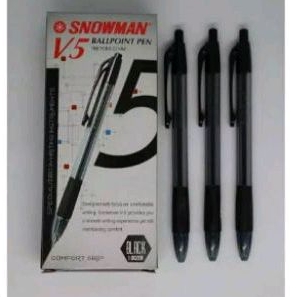 

(Isi 12 Pcs) Bolpoin Snowman V5 Hitam Biru