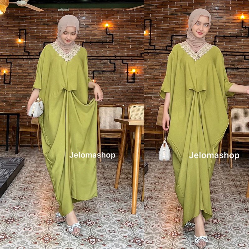 Erina kaftan / kaftan elegan / kaftan muslim / bahan senorita impor + renda