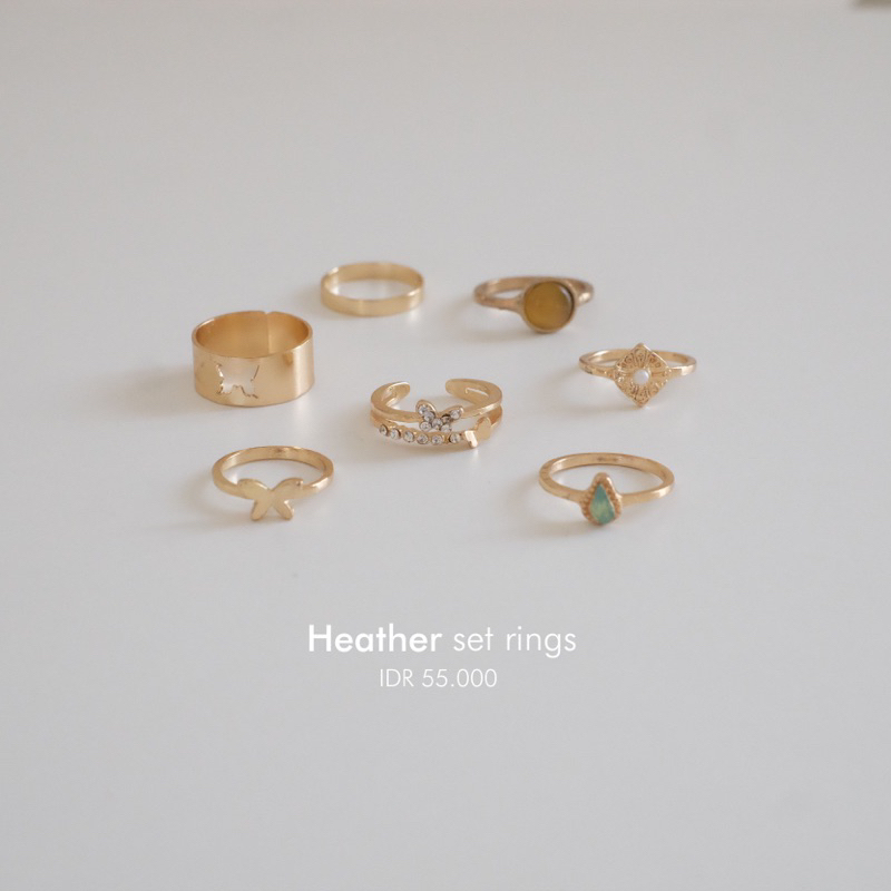 Ark.co - Heather set rings cincin tumpuk kupu butterfly