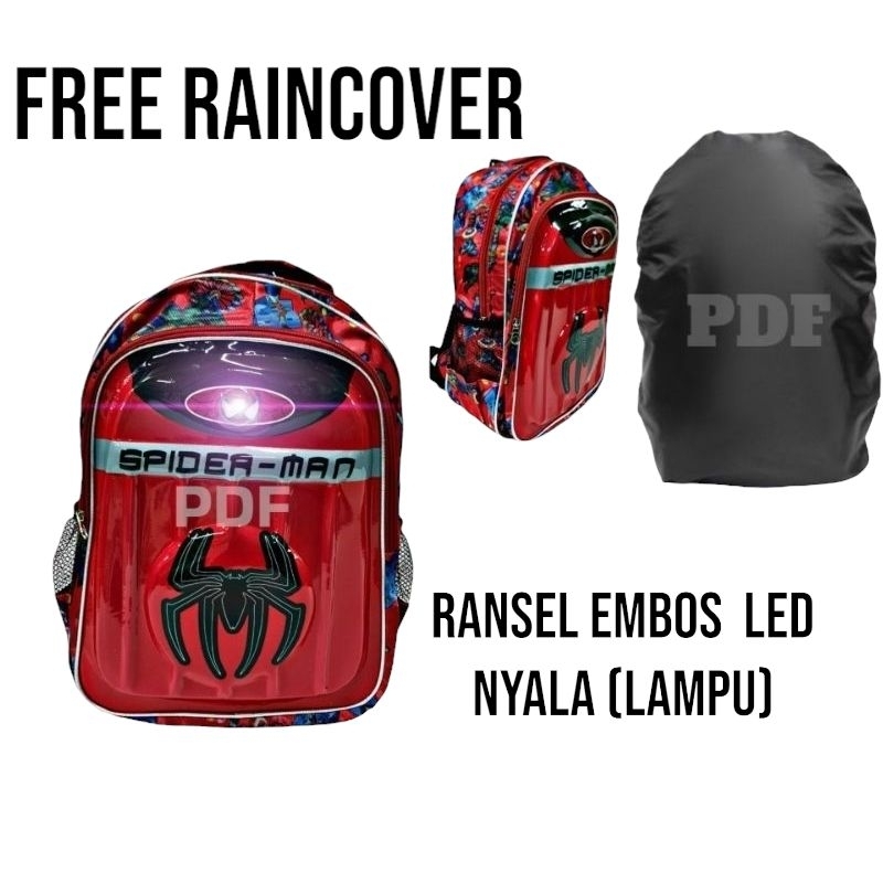 MS Tas Ransel Avengers 3D Embos Led(nyala) Ransel Anak sekolah Laki-laki Tk Sd