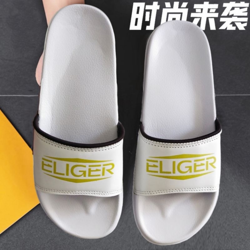 Sandal Slop Pria Distro Slippers Eliger White &amp; Black