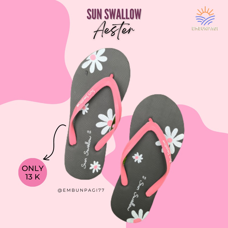 Sandal Jepit Wanita Motif Bunga Aster/Aester Sun Swallow