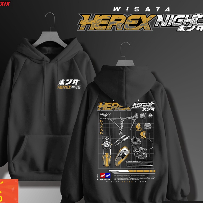 JAKET HEREX, STREETWAER HOODIE SUNMORI CB WISATA HEREX NIGHT, JAKET RACING JAKET WISATA HEREX NIGHT 