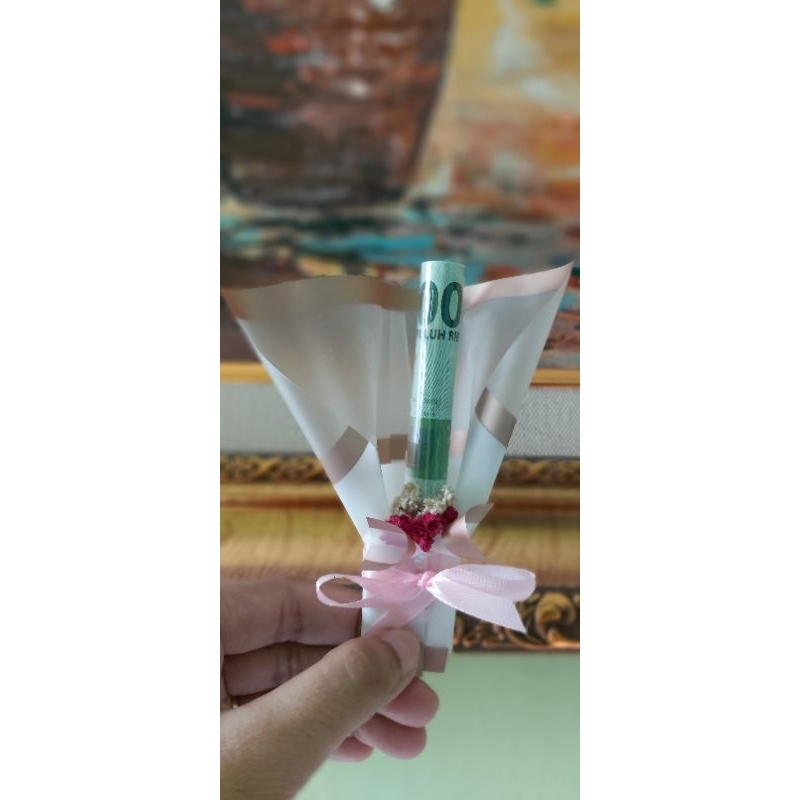 Mini Buket Angpao Lebaran (tempat uang isian 1)|Amplop lebaran bentuk buket| pakai bunga asli/bunga 