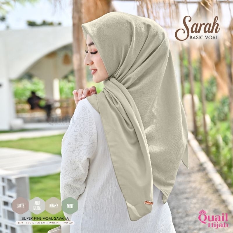 Jilbab Segi Empat Voal Polos Basic SARAH Original Quail Hijab