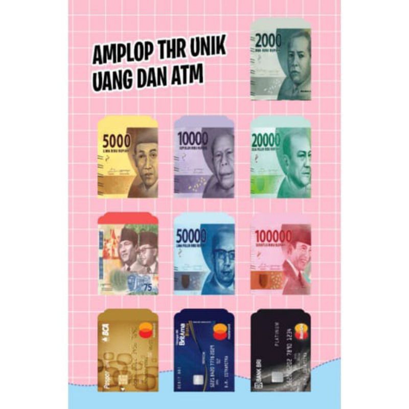 [Pack isi 10 LEMBAR] Amplop Lebaran THR motif uang Unik Kekinian tebal premium ukuran 7 x 12,5 cm - Amplop Lebaran motif uang ATM viral - 1pack / Amplop angpao isi 10 pcs ukuran 7x12,5 cm / amplop lebaran siap pakai / amplop lebaran isi 10