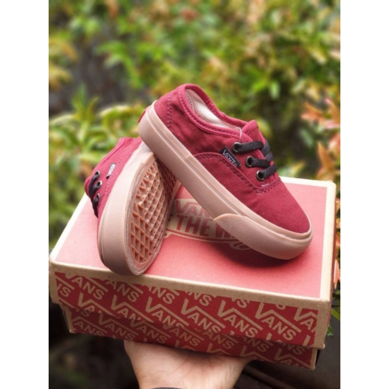 Sepatu Anak Sneakers Vans Old Skool Laki Laki Perempuan Unisex Authentic Maroon Gum