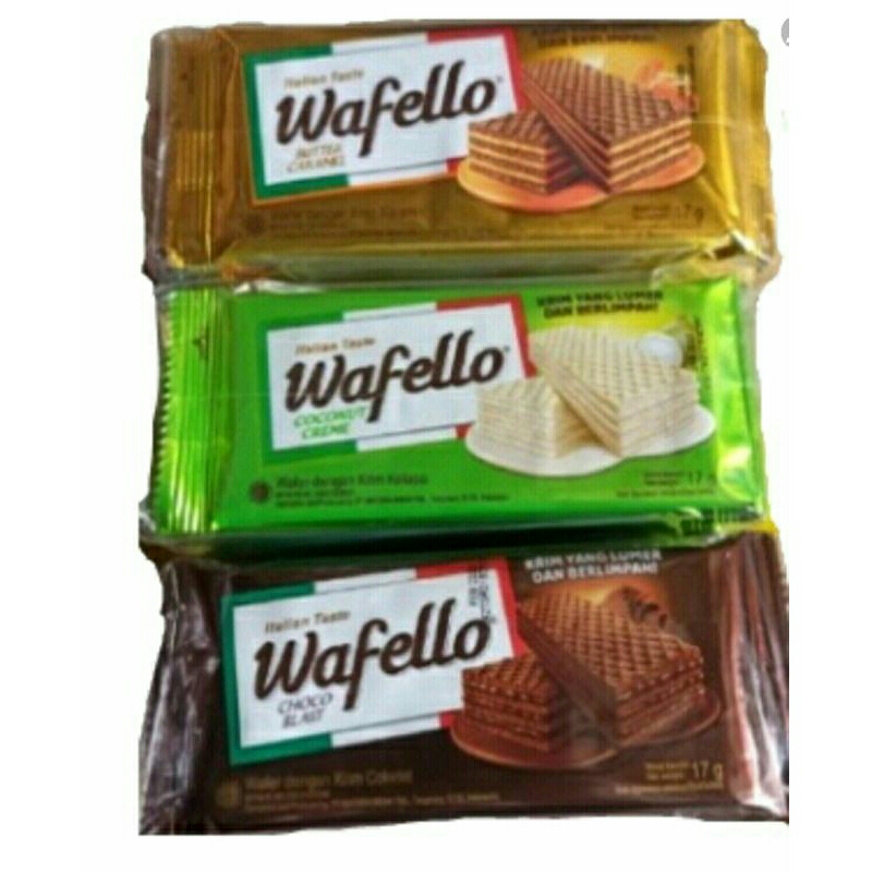 

Roma Wafello Wafer Varian Rasa 1 Pak 10 Pcs- Snack Biskuit - Biskuit Wafer