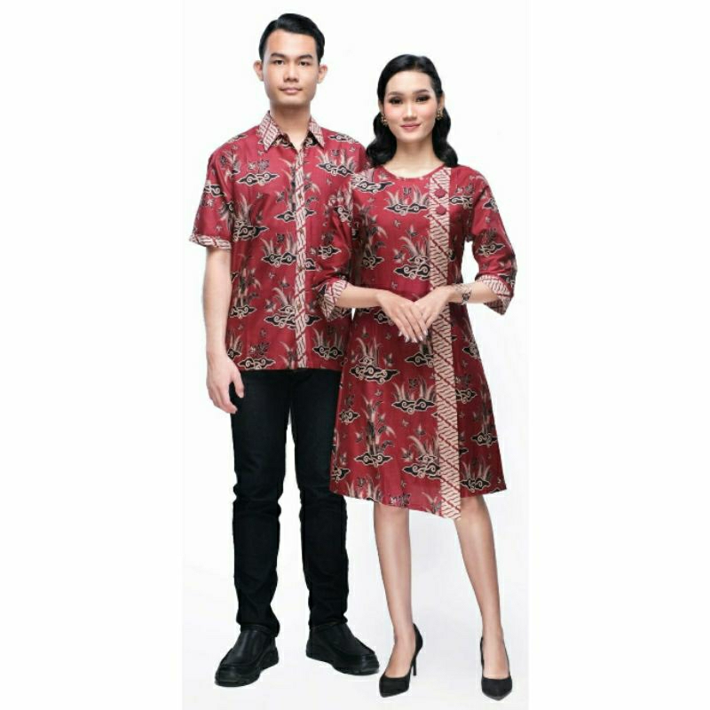 Dress Batik Modern Jumbo Tunik Big Size Lengan ¾ M L XL XXL 4L 5L Terusan Batik Seragam Kantor Wanita AMR