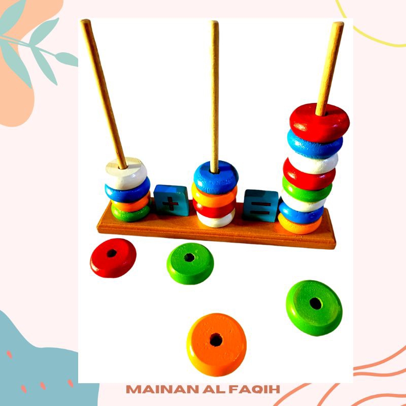 Mainan Edukatif / Mainan Donat Hitung / Mainan Matematika / Mainan Kayu Edukatif / Mainan Menara Don