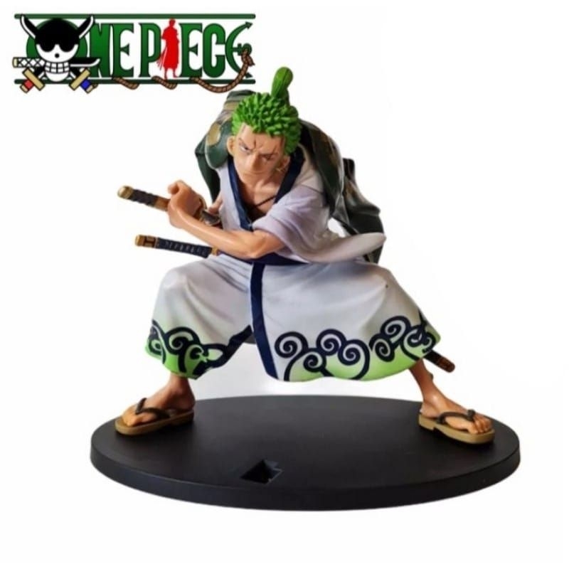 ACTION FIGURE ONE PIECE RORONOA ZORO WANO KIMONO BATTLE POSE - PAJANGAN KARAKTER ANIME