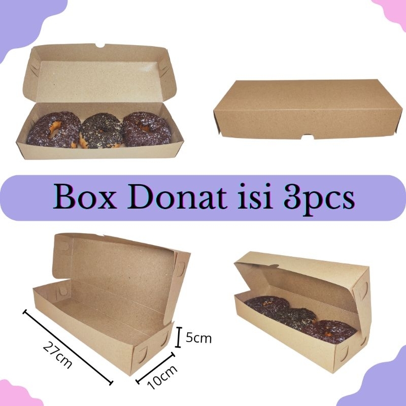 Box Donat isi 3pcs/Full Laminasi/(B.50 PE)