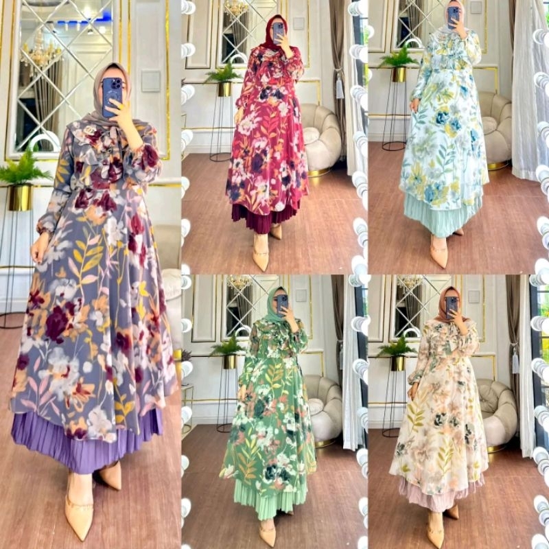 TUNIK NAGITA set rok plisket ORY brand by Poppi syari