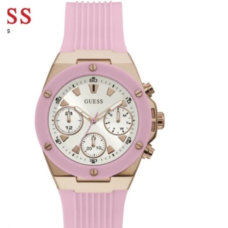 JAM TANGAN WANITA GUESS GW0030L4 ATHENA ANALOG ORIGINAL - Pink Rubber