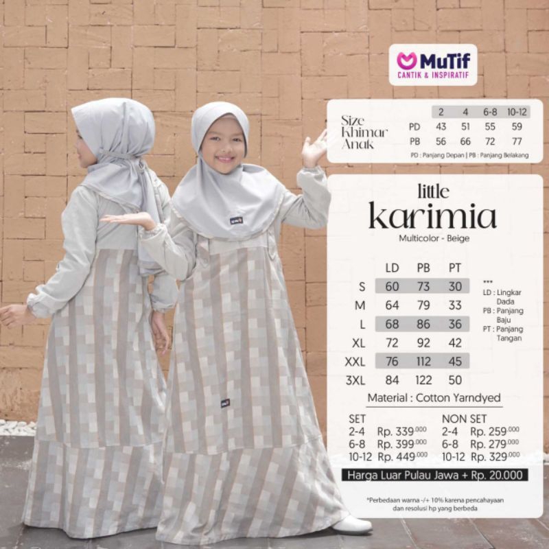 Sarimbit Mutif 2023 Sarimbit Karimia Karim Multicolor Blue Beige Gamis Karimia Koko Karim