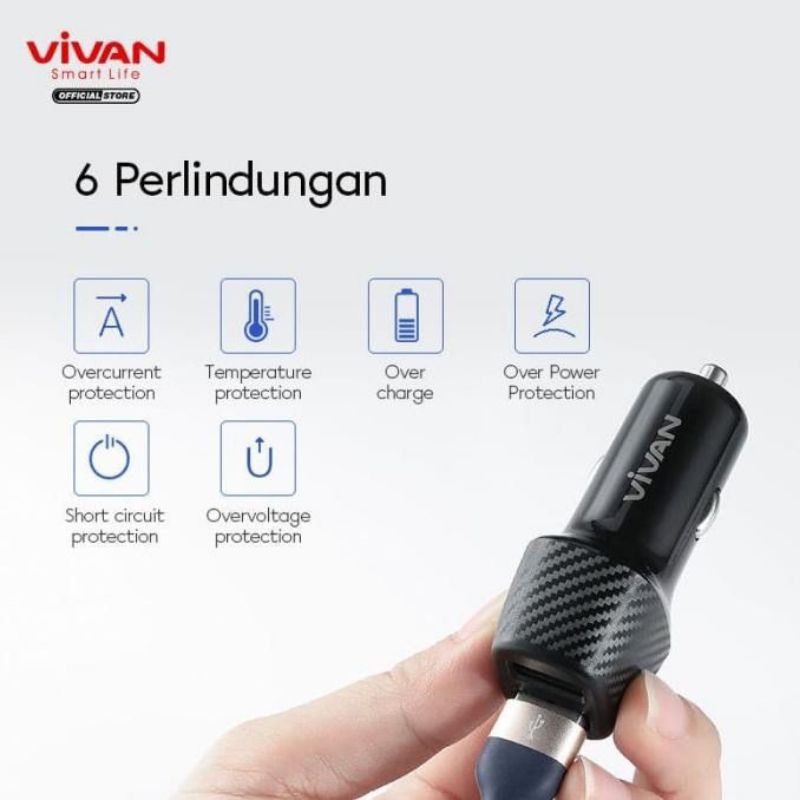 CAR CHARGER DUAL PORT QUICK CHARGE 30W 3A VIVAN CC02Q