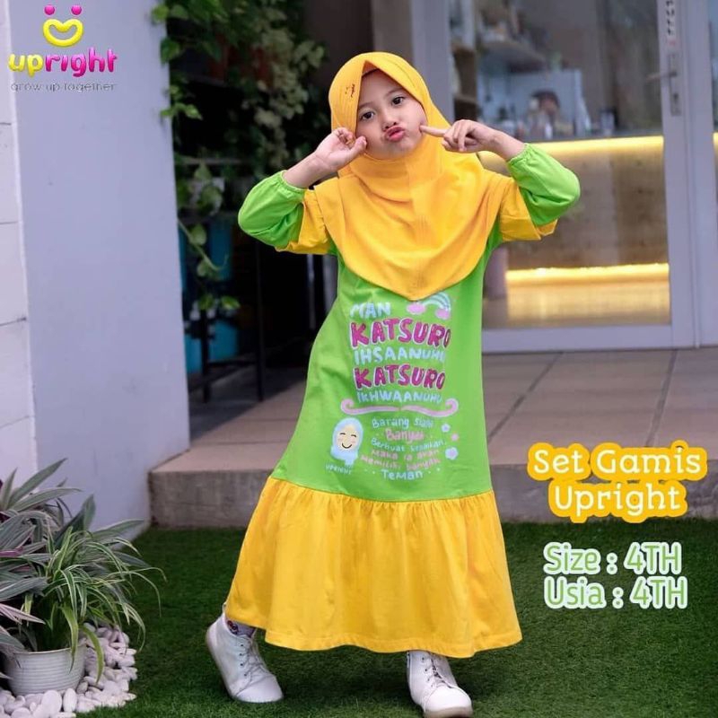 gamis anak set jilbab By upright / gamis anak / gamis set hijab / gamis upright gamis anak lucu
