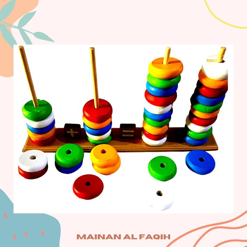 Mainan Edukatif / Mainan Donat Hitung / Mainan Matematika / Mainan Kayu Edukatif / Mainan Menara Don