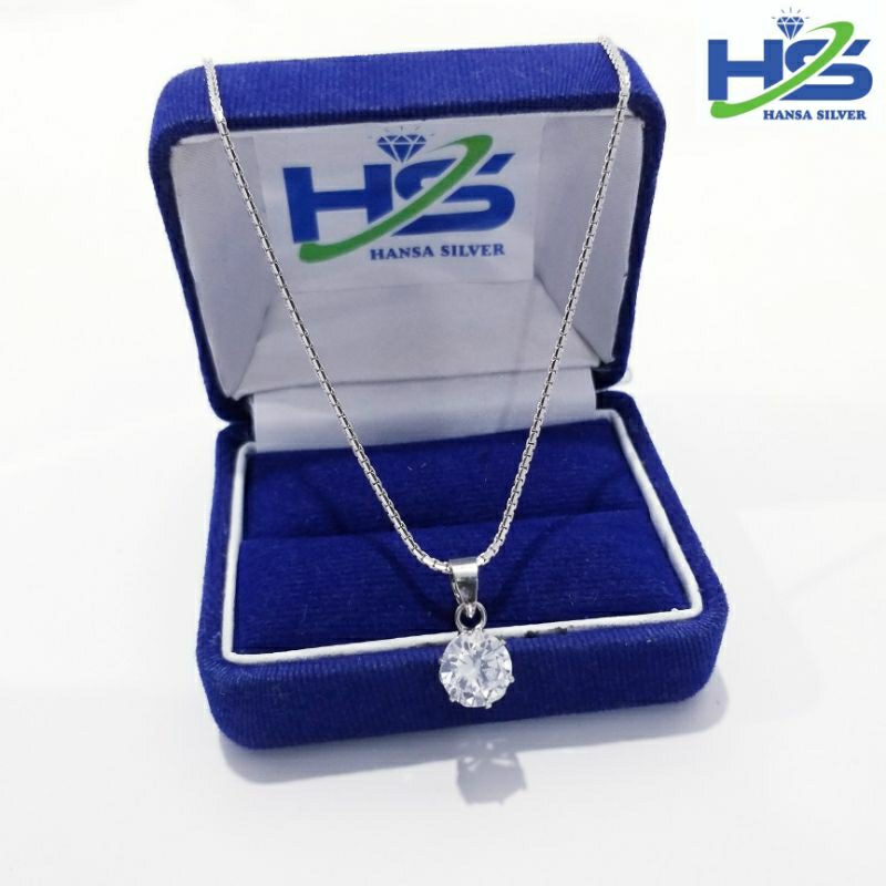 Kalung Perak Asli Silver 925 Lapis Emas Putih Italy Santa Liontin Desi - Kalung Perak Wanita Anti Karat