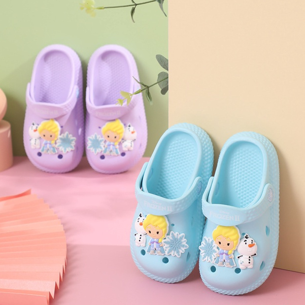 SANDAL ANAK PEREMPUAN SLOP CROCS CARTOON FROZEN ELSA DISNEY ANTI-SLIP 22035