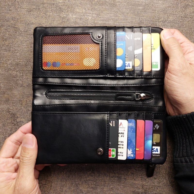 Long Wallet Dompet panjang kulit impor handphone multi slot card