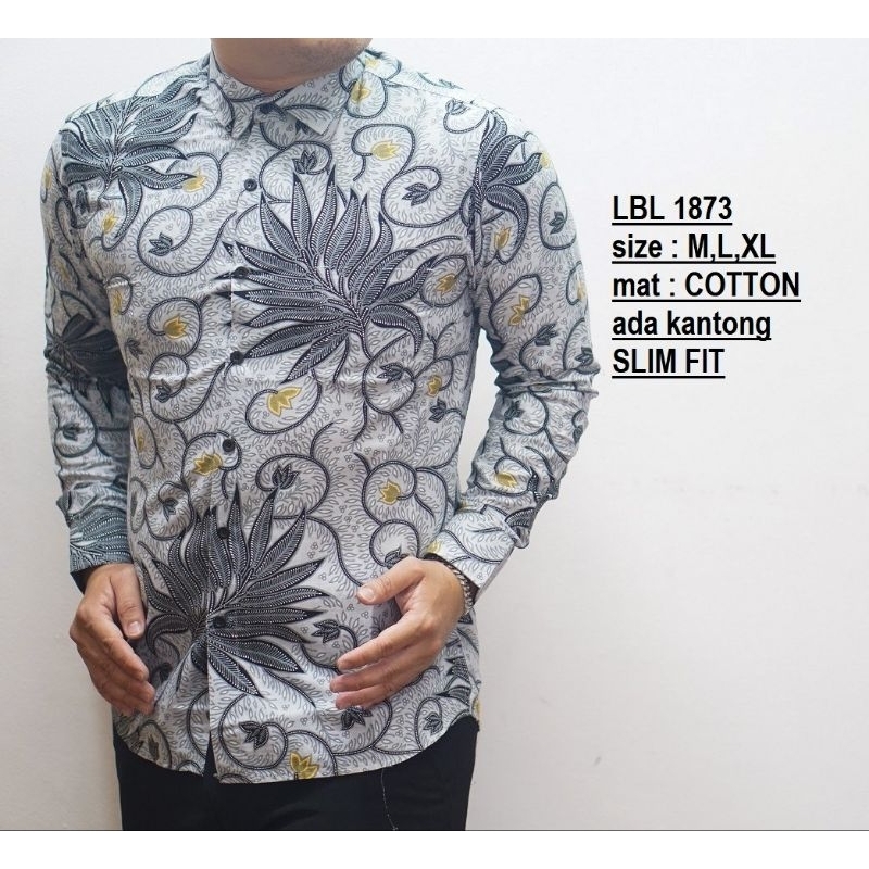 Baju Batik Pria Slimfit Kemeja Lengan Pendek Slim Fit LBS 1873