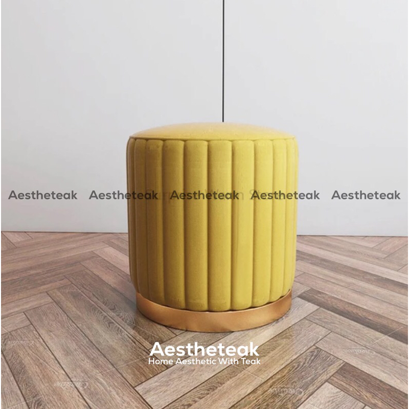SOFA STOOL BULAT OTTOMAN - KUNING