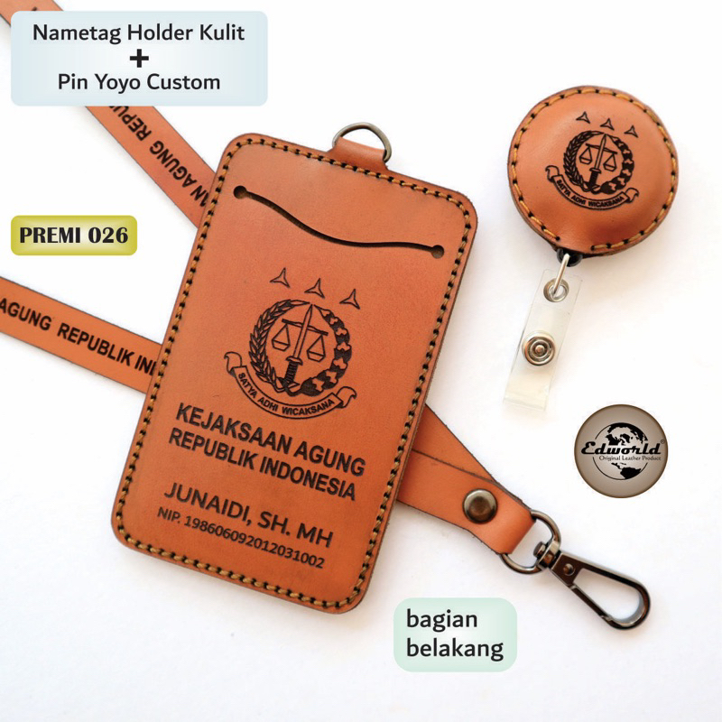 

Nametag Holder Yoyo Kulit Asli